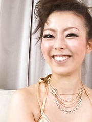 Yuki Asami Asian sucks and rides fake penis she gets as present