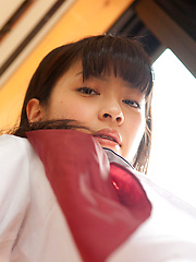 Yuuri Shiina Asian shows nasty behind in panty under uniform